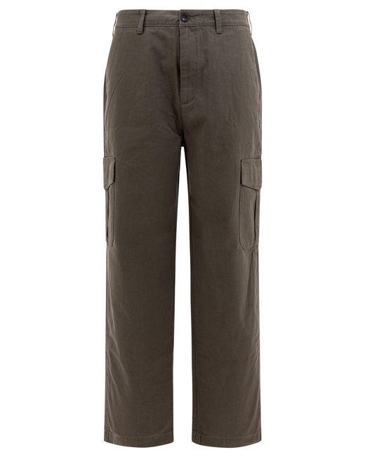 Vince Gray Cotton And Linen Cargo Trousers for men