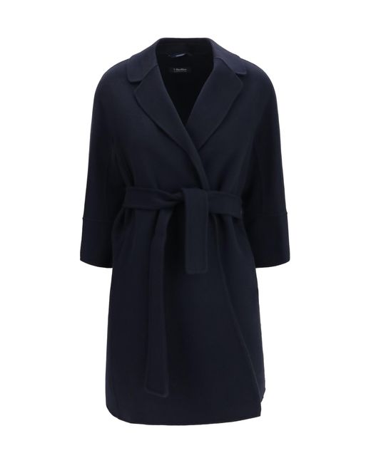 Max Mara Blue 'S Maxmara Arona Virgin Wool Coat