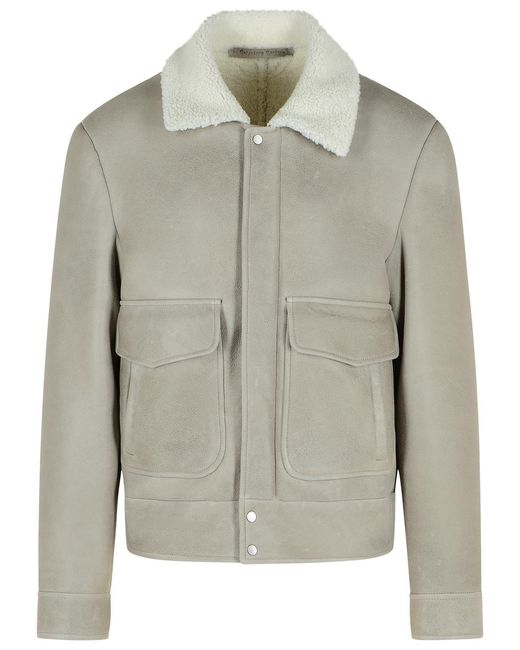 Salvatore Santoro Gray Gtigia Leather Jacket for men