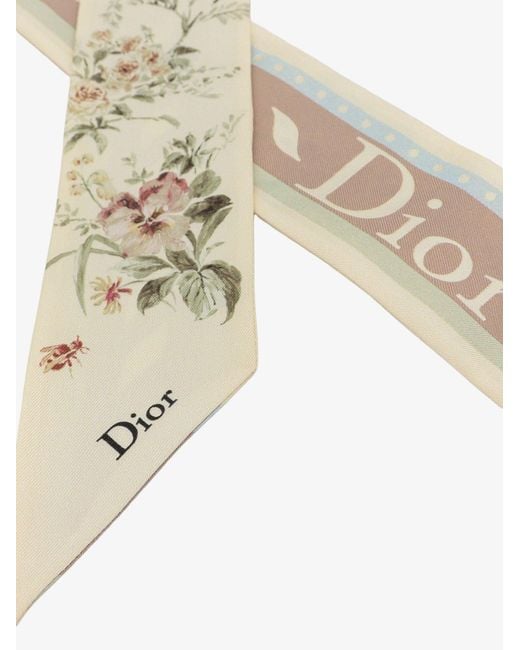 Dior White Dior Silk Bandeau With Toile De Jouy Floral Garden Print