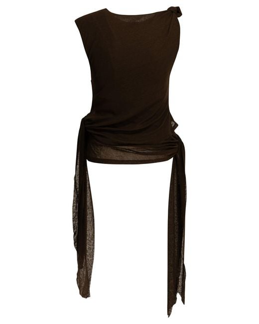 Ganni Black Draped Tank Top