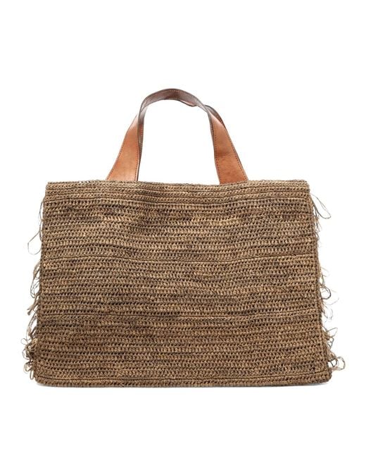 IBELIV Brown Onjadark Tea Raffia Leather Handbag