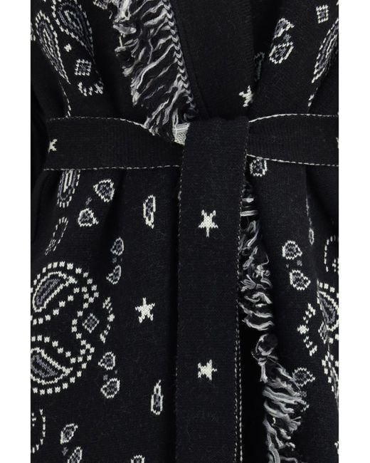 Alanui Black Bandana Jacquard Coat/Multi