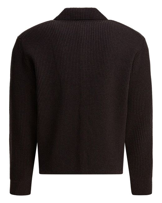 Auralee Black Super Fine Wool Cardigan Knitwear for men