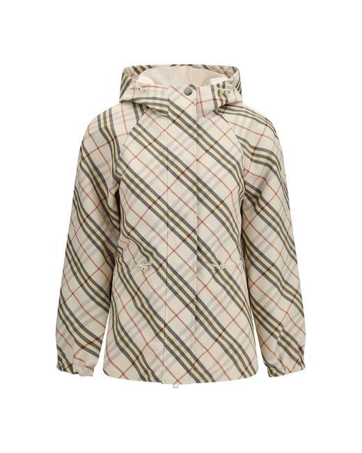 Burberry White Reversible Check Hooded Jacket