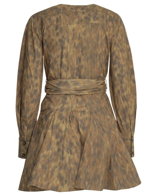 Ganni Natural Animal Print Chemisier Dress