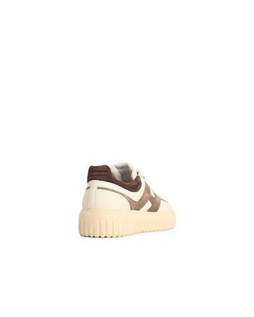 Hogan Natural 'H Stripes' Ivory Leather Sneakers for men