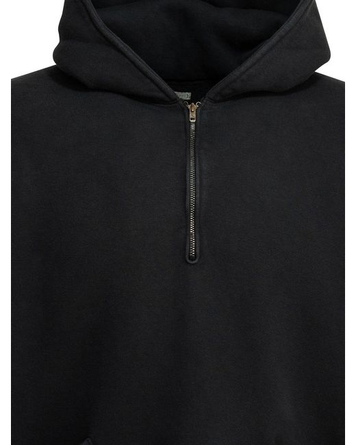 A.PRESSE Black Half Zipper Sweatshirt for men
