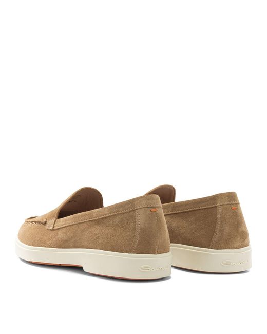 Santoni Brown Suede Loafers
