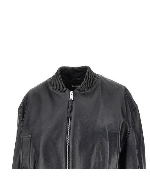 Arma Black Hannan Leather Bomber Jacket