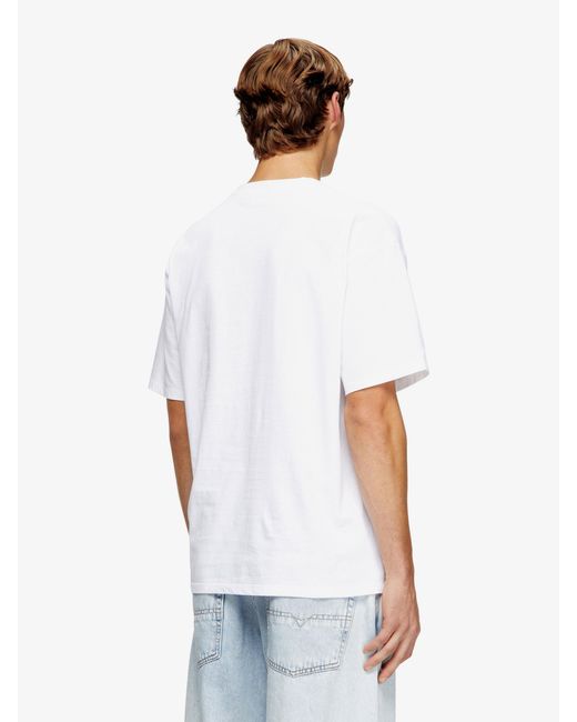 DIESEL White T-Lucien-Ihbi Cotton T-Shirt for men