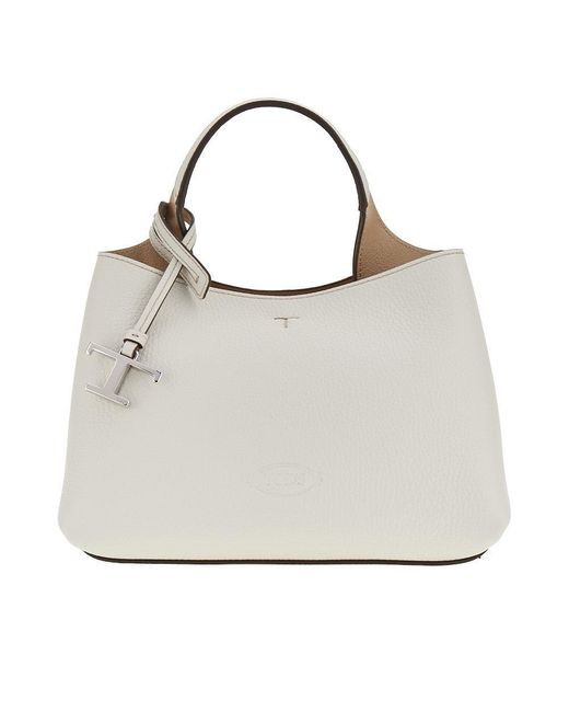 Tod's Gray Grained Leather Micro Shopping Bag