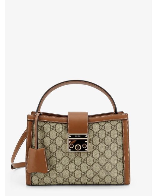 Gucci Brown Padlock Handbag With Shoulder Strap