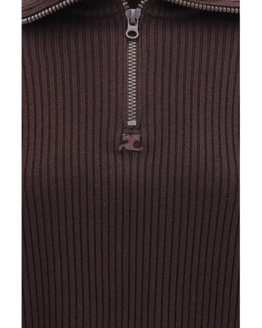Courreges Purple Ribbed Zip Sweater