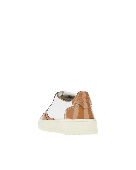 Autry Brown Medalist Low Sneakers With Patent Details