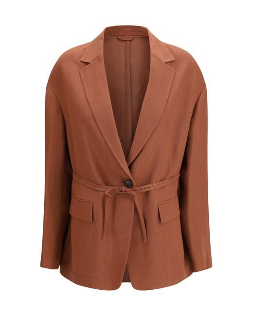 Brunello Cucinelli Brown Monili-Embellishment Blazer