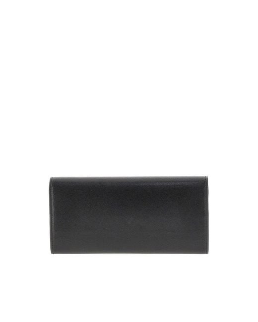 Totême Black 'T-Lock' Leather Wallet Clutch