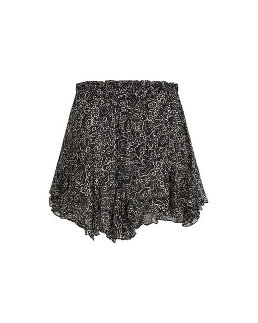 Isabel Marant Black Marant Etoile Floral Ruffled Shorts