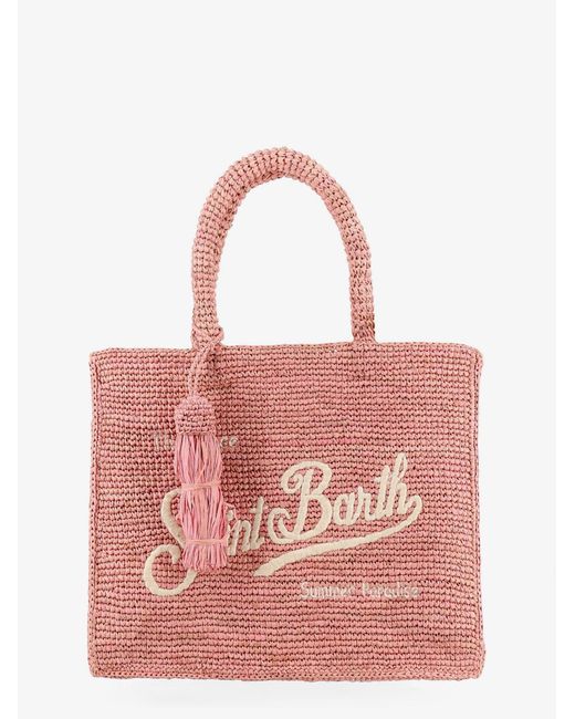 Mc2 Saint Barth Pink Colette Raffia Handbag
