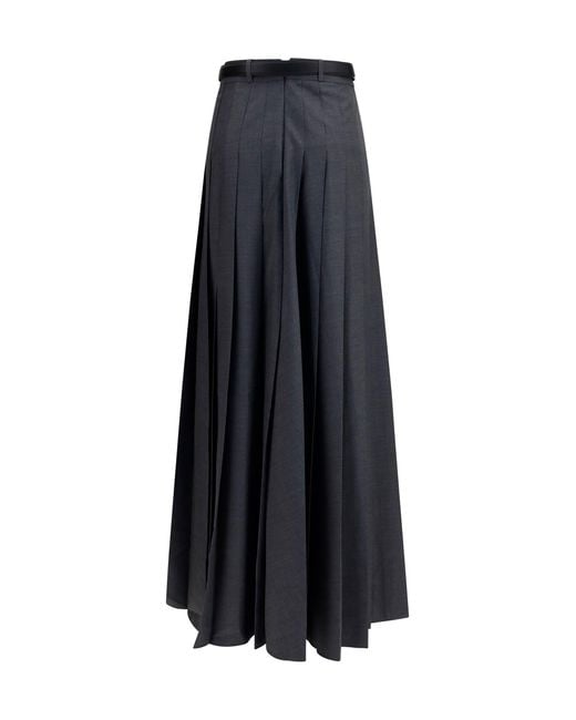 Self-Portrait Blue Pleated Maxi Skirt