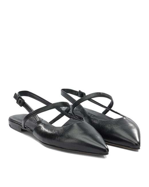 Pomme D'or White Ballerine Slingback In Pelle Ballerinas Black