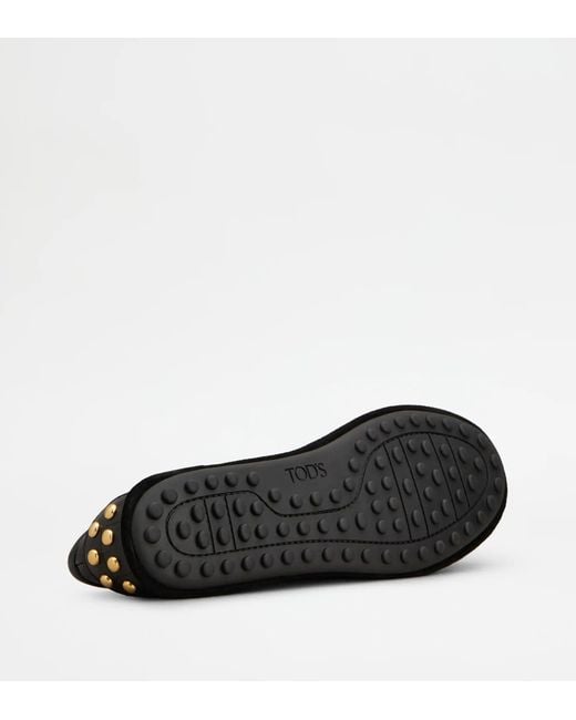 Tod's Black Leather Ballets Flat With Gommino