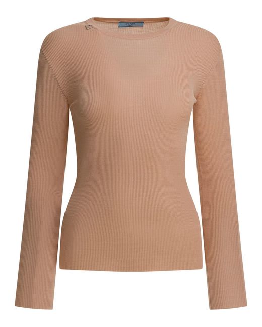 Prada Brown Wool Crewneck Sweater