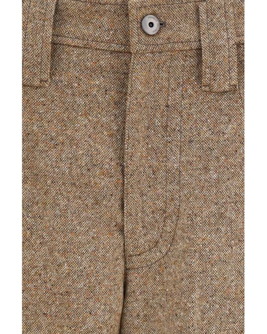 Brunello Cucinelli Natural Tailored Wool-Blend Pants Olio
