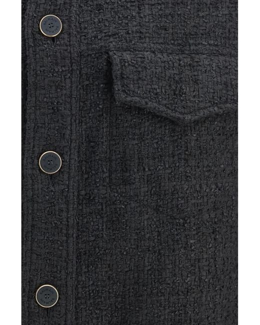 Balmain Blue Tweed Buttoned Jacket for men