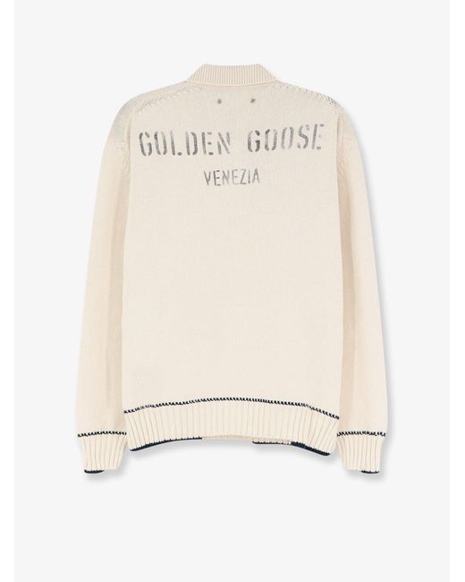 Golden Goose Deluxe Brand White Ribbed Cotton Sweater for men