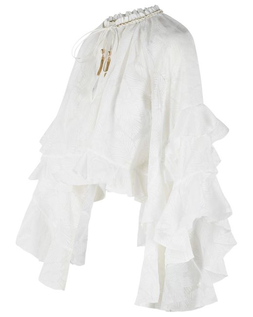 Zimmermann White 'Daylight' Cotton Blend Blouse