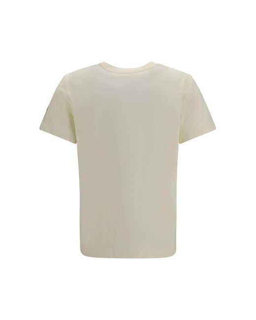 Moncler White Cotton T-Shirt With A Tone On Tone Embroidered Logo