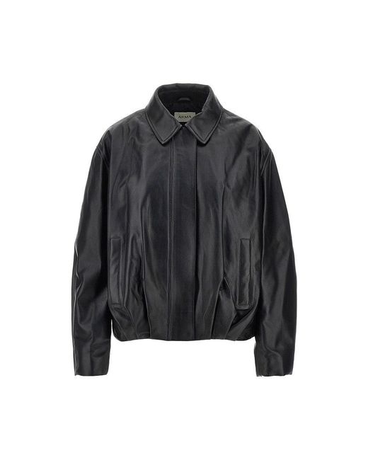 Arma Black Melis Leather Aviator Jacket