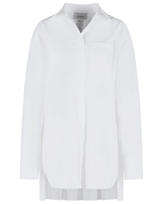 Sportmax White 'Nespolo' Cotton Blend Shirt Dress