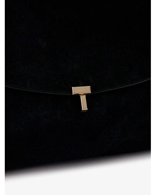 Totême  Black Suede T-Lock Shoulder Bag