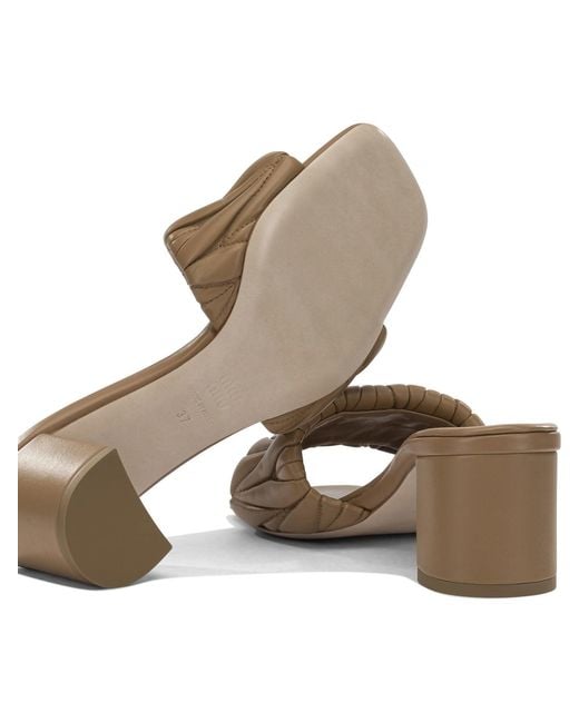 Miu Miu Brown Matelassé Leather Heeled Sandals