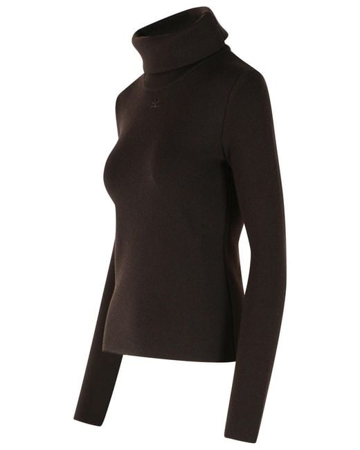 Courreges Black Merino Wool Turtleneck Sweater