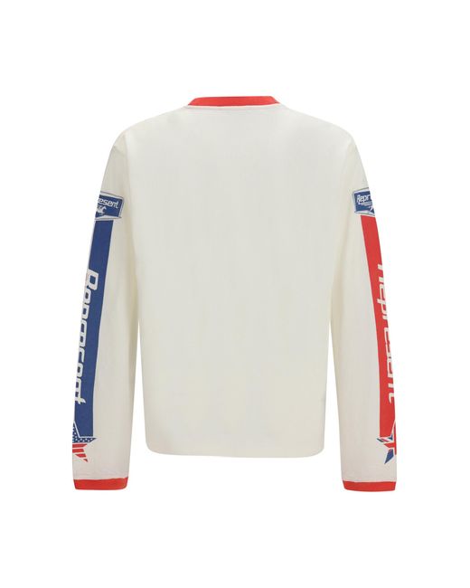 Represent White Mesh Pegasus Long Sleeve T-Shirt Flat for men