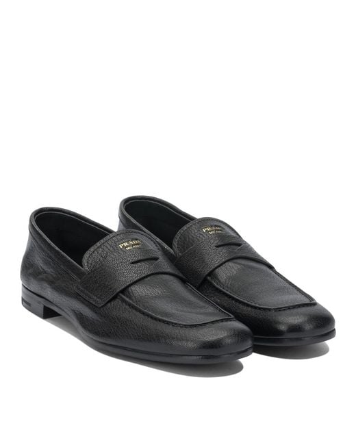 Prada Black Leather Loafers for men