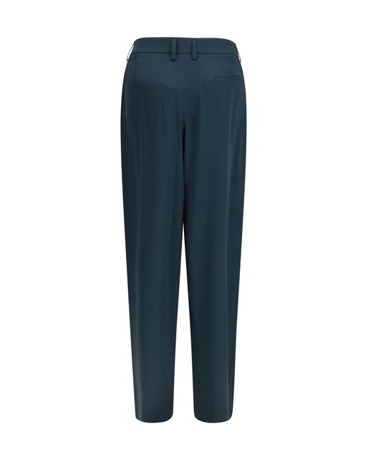 Giorgio Armani Blue Pleated Silk Pants