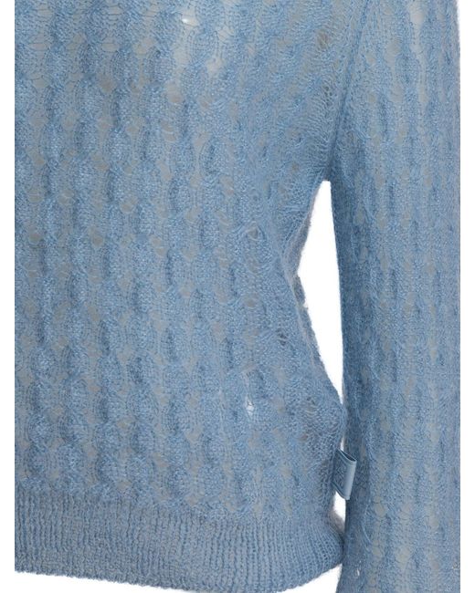 Loewe Blue Sweater With Perforated Detail Light