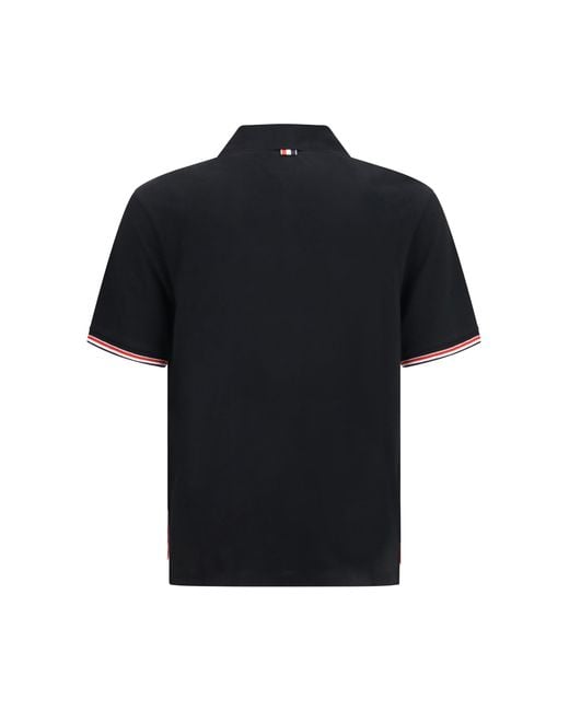 Thom Browne Black Rwb Striped Polo for men
