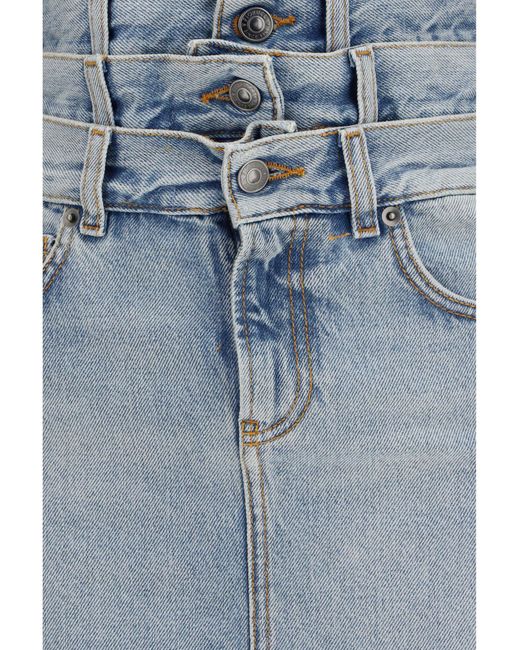 Fiorucci Blue Midi Denim Skirt Triple-Layer