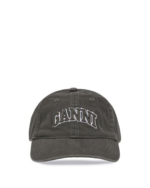 Ganni Black Logo Baseball Cap