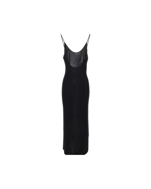 Saint Laurent Black Stretch Viscose Long Dress