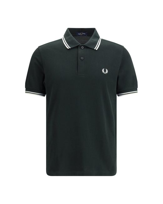 Fred Perry Black M3600 Cotton Piqué Polo Nightgreen/Snwht for men