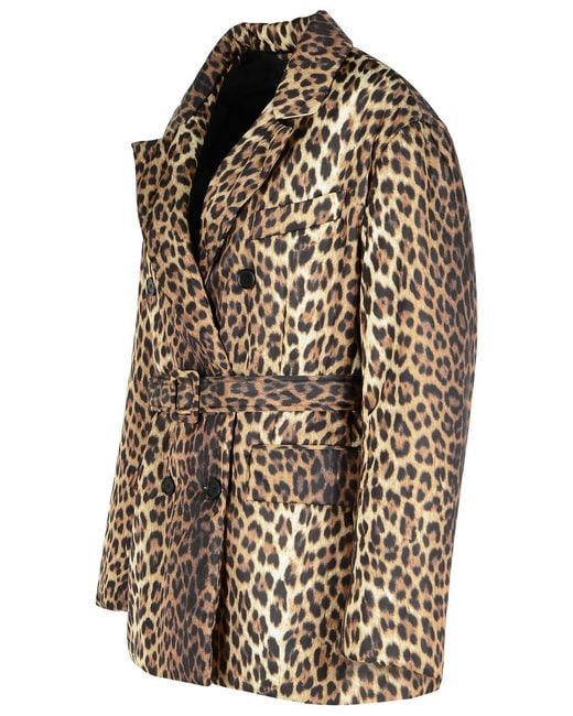 P.A.R.O.S.H. Brown 'Pupil' Leopard Print Polyester Jacket