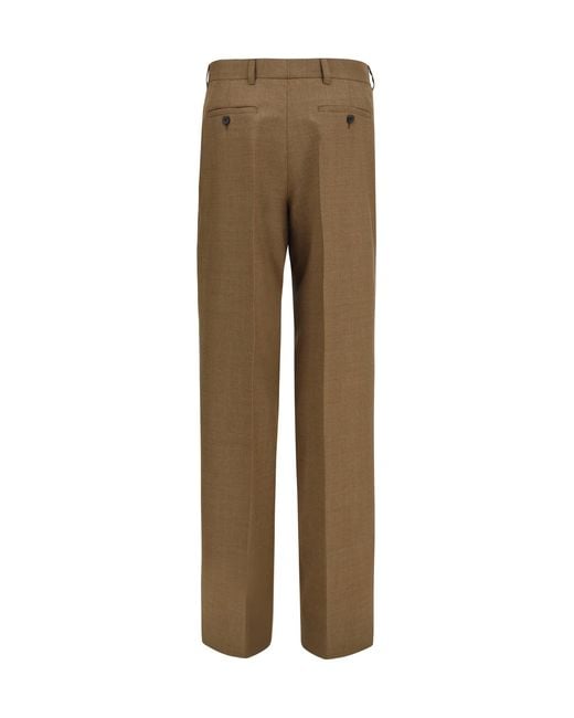 Prada Natural Tailored Wool Pants Tobacco