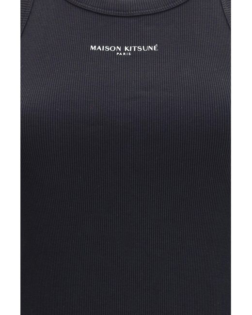 Maison Kitsuné Blue Ribbed Tank Dress
