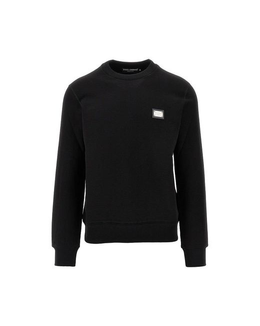 Dolce & Gabbana Black Logo Plate Crewneck Sweatshirt for men